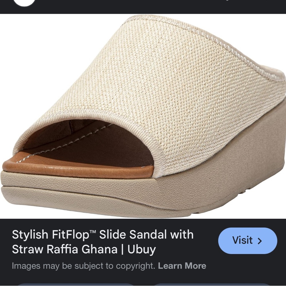 Fitflop Women's Cream Raffia Slide Wedge Sandals
